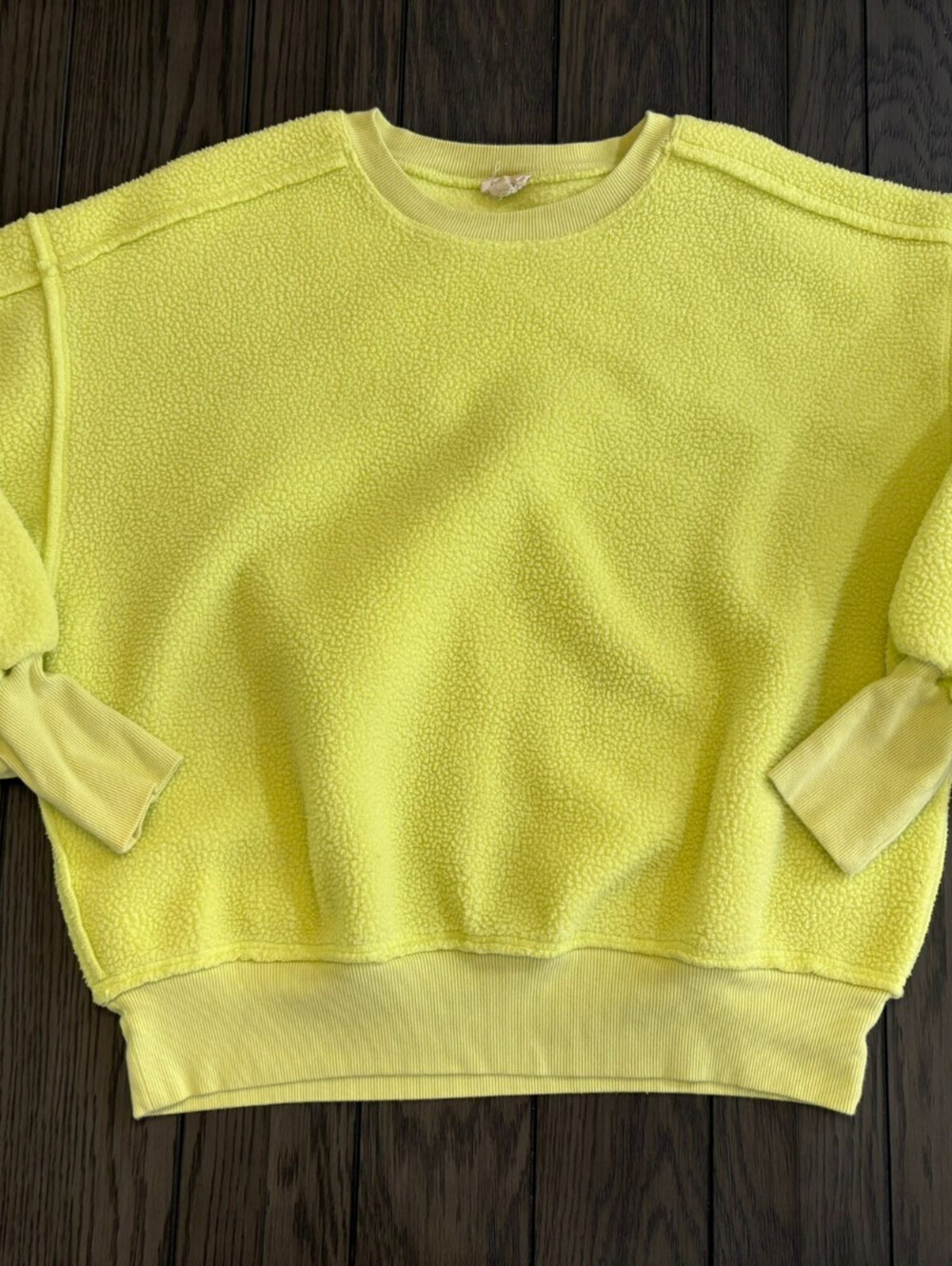 Anthropologie Pilcro Lime Green Oversized Fleece Crewneck Sweatshirt Small